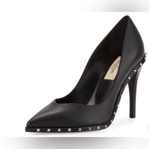 Valentino Soul Black Leather Rockstud Heels sz10
